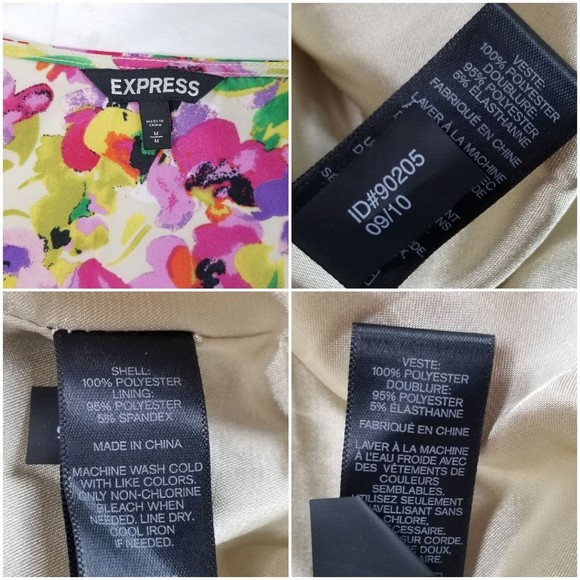 Express Dress Floral Knee Length Belted Sundress Womens Sz M  Ruffle Bib Pockets - Picture 5 of 16